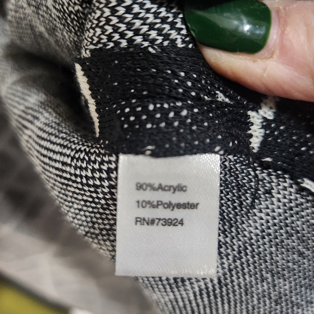 MING WANG Black and White Patterned Jacket with Yellow Trim, Size 2X - Picture 3 of 6